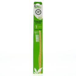 EKO BAMBOO Brosse à dents adulte en bambou poils souples jaune et verte