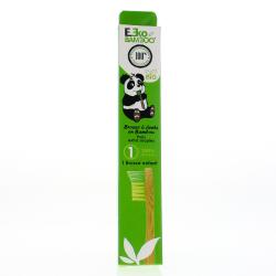 EKO BAMBOO Brosse à dents enfant en bambou poils souples verte et jaune