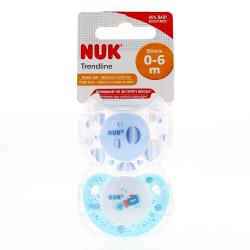 NUK Trendline lot de 2 sucettes garçon physio 0 - 6 mois
