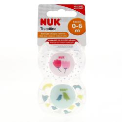 NUK Trendline lot de 2 sucettes fille physio 0 - 6 mois