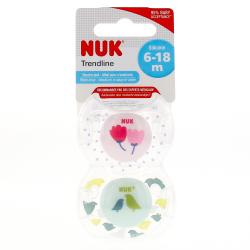 NUK Trendline lot de 2 sucettes fille physio 6 - 18 mois