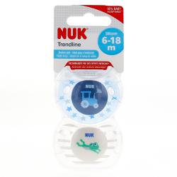 NUK Trendline lot de 2 sucettes garçon physio 6 - 18 mois