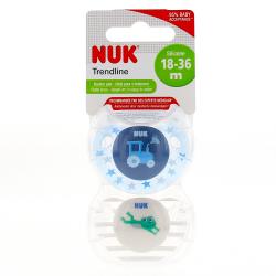 NUK Trendline lot de 2 sucettes garçon physio 18 - 36 mois
