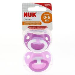 NUK Sucettes lot de 2 Classic fille physio 0 - 6 mois