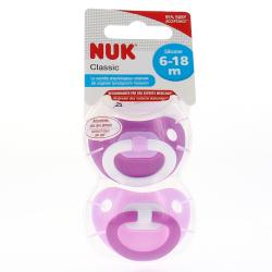 NUK Sucettes lot de 2 Classic fille physio 6 - 18 mois