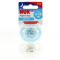 NUK Night & Day lot de 2 sucettes garçon physio 6 - 18 mois
