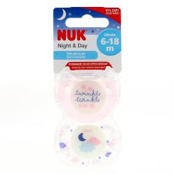 NUK Night & Day lot de 2 sucettes fille physio 6 - 18 mois