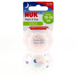 NUK Night & Day lot de 2 sucettes fille physio 18 - 36 mois