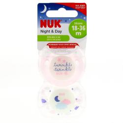NUK Night & Day lot de 2 sucettes fille physio 18 - 36 mois