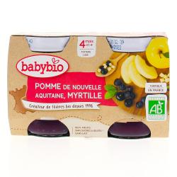 BABYBIO Fruits - Petits pots Pomme / Myrtille dès 4 mois 2x130g