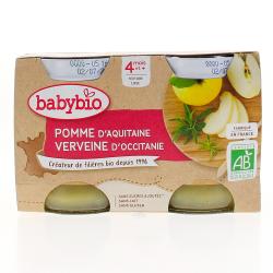 BABYBIO Fruits - Petits pots à la pomme d'Aquitaine et Verveine d'Occitanie dès 4 mois 2x130g