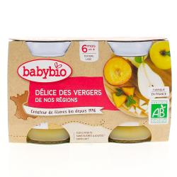 BABYBIO Fruits - Petits pots Délice des vergers de France dès 6 mois 2x130g