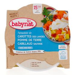 BABYBIO Repas du Midi - Petit plat carotte des landes, pommes de terre, cabillaud 260g dès 15 mois