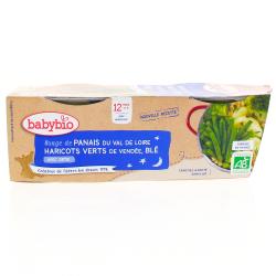 BABYBIO Repas du soir - Petits bols Haricots verts, panais, blé dès 12 mois 2x200g