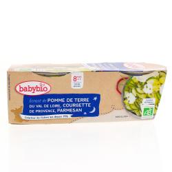 BABYBIO Repas du Soir - Petits bols Ecrasé de pommes de terre, courgette, parmesan dàs 8 mois 2x200g