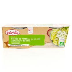 BABYBIO Légumes - Petits bols Régal de pommes de terre, artichaut, ricotta dès 12 mois 2x200g