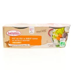 BABYBIO Repas du Midi - Petits bols Pot au feu de boeuf fermier dès 12 mois 2x200g