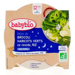 BABYBIO Repas du Soir - Petit plat Brocoli, haricots verts et riz 230g dès 12 mois