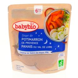 BABYBIO Repas du Soir - Petite poche de soupe de potimarron et panais, dès 6 mois 190g