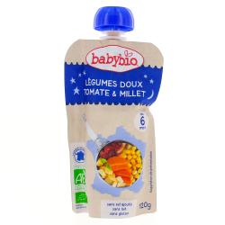 BABYBIO Gourde Légumes doux, tomate & millet, dès 6 mois 120g