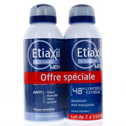 ETIAXIL déodorant men anti-transpirant controle 48h lot de 2 sprays 150ml