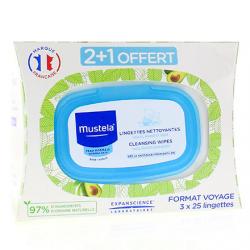 MUSTELA "Peau normale" Bébé lingettes dermo-apaisantes parfumées lot de 3 paquets de 25
