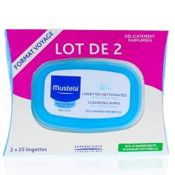 MUSTELA "Peau normale" Bébé lingettes dermo-apaisantes parfumées lot de 2 paquets de 25