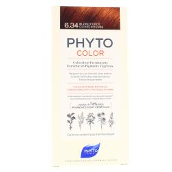 PHYTO COLOR Coloration permanente 6.34 blond foncé cuivré intense crème colorante + lait révélateur + masque protecteur de couleur