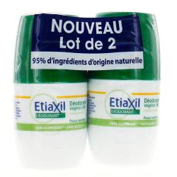 ETIAXIL Déodorant végétal 24h peaux sensibles roll-on lot de 2 roll-on 50 ml