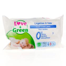 LOVE&GREEN Lingettes à l'eau x56