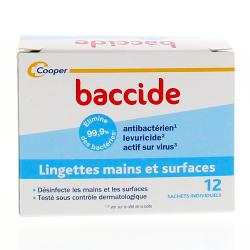 COOPER Baccide lingettes mains et surfaces 12 sachets individuels