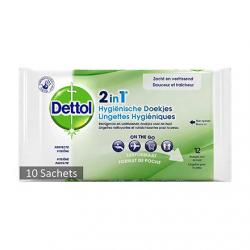 DETTOL Lingettes hygiéniques 2 en 1 format de poches x 12 lingettes