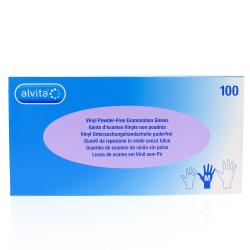 ALVITA gants d'examen Vinyle non poudrés boîte de 100 taille m