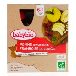 BABYBIO Fruits - Gourdes Pomme de provence et Framboise 4x90g dés 6 mois