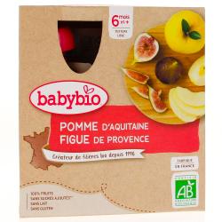 BABYBIO Fruits - Gourdes Pomme et Figue de Provence 4x90g