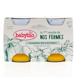 BABYBIO Légumes - Petits pots Potimarron vert & Butternut 2x130g dès 4 mois