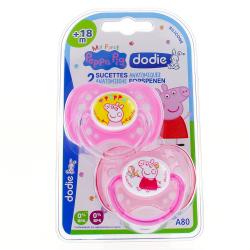 DODIE Sucettes +18 mois anatomiques Peppa Pig silicone x2 REF A80