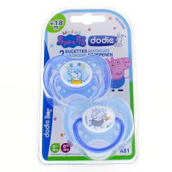 DODIE Sucettes +18 mois anatomiques Peppa Pig silicone x2 REF A81