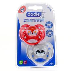 DODIE Duo Sucettes +6 mois anatomiques silicone Animaux REF A34