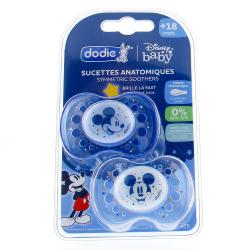DODIE Duo sucettes Mickey +18 mois nuit anatomiques silicone REF A75