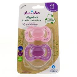 LUC ET LEA Sucette anatomique rose Végétale 18mois lot de 2