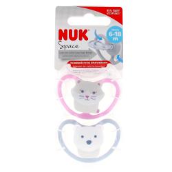 NUK Space Sucette Chat + Ourson 6-18 mois