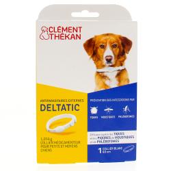 CLEMENT THEKAN Deltatic Collier chien antiparasitaires collier blanc 60 cm petits et moyens chiens
