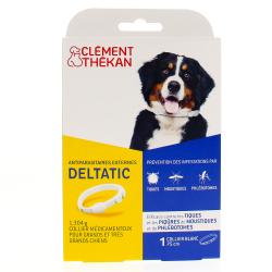 CLEMENT THEKAN Deltatic Collier chien antiparasitaires collier blanc 75 cm grands et très grands chiens