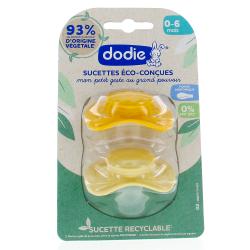 DODIE Sucettes éco-conçues jaune 0/6 mois x2