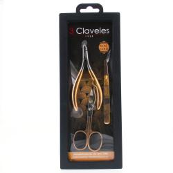 3 CLAVELES Kit Ciseaux à ongles, pince à envies et pince à épiler bias