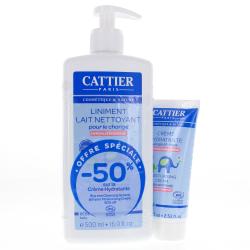 CATTIER Liniment lait nettoyant 500ml et crème hydratante 75ml- Offre spéciale -50% sur la crème hydratante