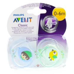 AVENT Classic Orthodontique 0-6m motif enfant/animal