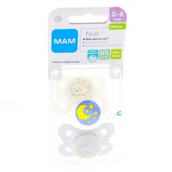 MAM Duo Sucettes 0-6 mois silicone spéciale nuit