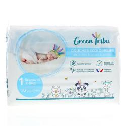 GREEN TRIBU Couches écologiques taille 1 - 2 à 5kg x30